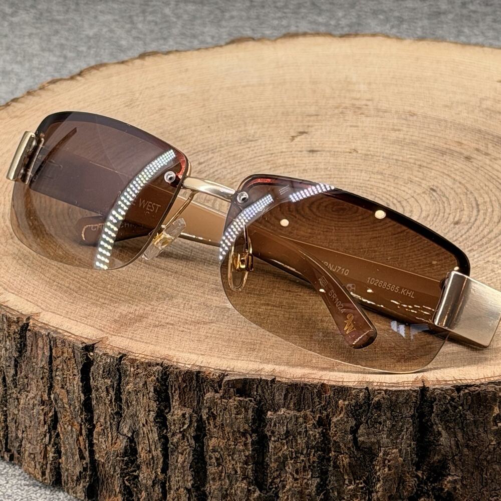 Nine West Rimless Sunglasses SR1024 Rectangular Tortoise Gold S06024RNJ710